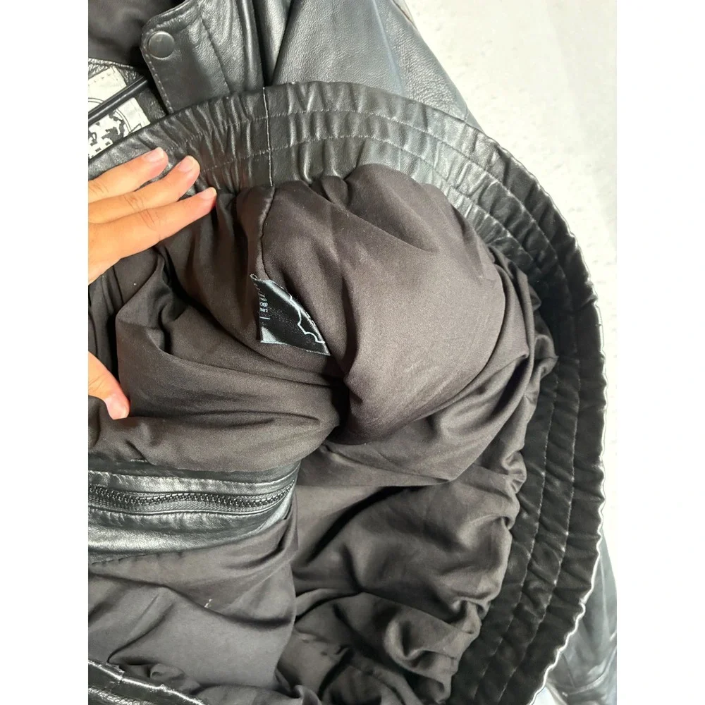 VTG Saddlery Mens Black Genuine Leather Bomber Jacket XL Flight Pilot Coat